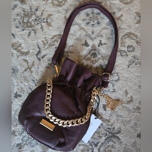 Jessica Simpson Deep Purple Shoulder Bag with Gold Chain